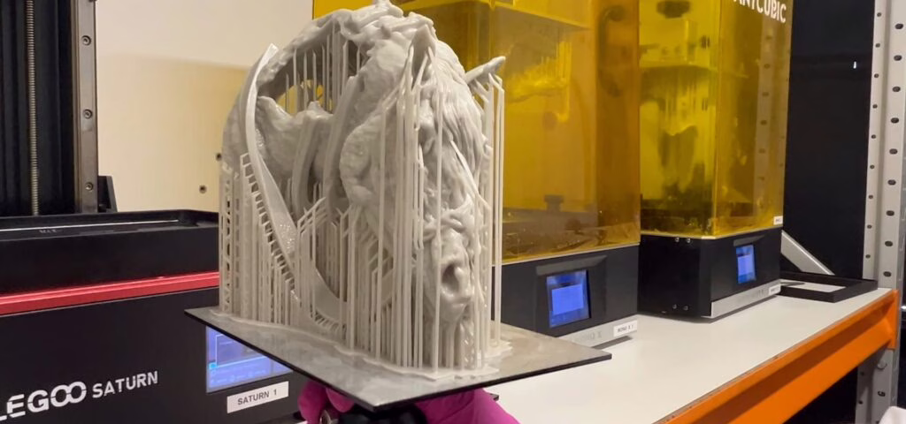 Horse head 3D printed in resin and uncured